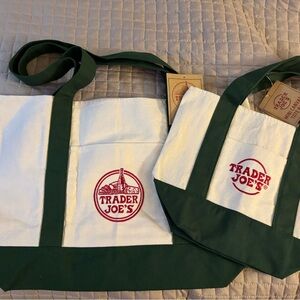 Trader Joe's Canvas Tote with Green Accents
